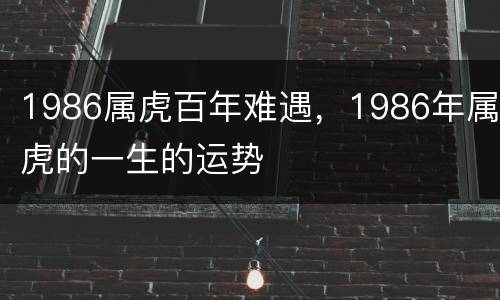 1986属虎百年难遇，1986年属虎的一生的运势