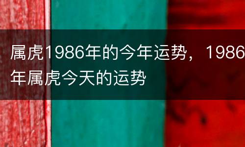 属虎1986年的今年运势，1986年属虎今天的运势