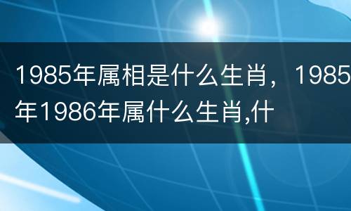 1985年属相是什么生肖，1985年1986年属什么生肖,什