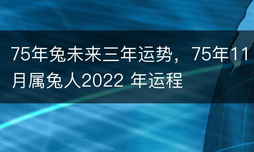 75年兔未来三年运势，75年11月属兔人2022 年运程