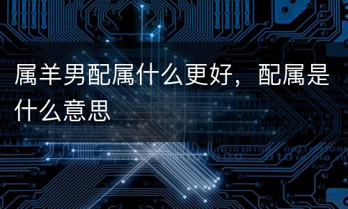 属羊男配属什么更好，配属是什么意思