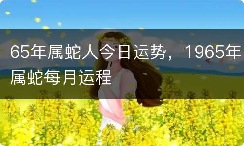 65年属蛇人今日运势，1965年属蛇每月运程