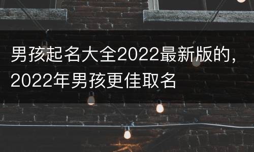 男孩起名大全2022最新版的，2022年男孩更佳取名
