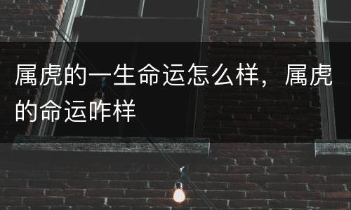 属虎的一生命运怎么样，属虎的命运咋样
