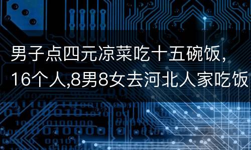 男子点四元凉菜吃十五碗饭，16个人,8男8女去河北人家吃饭,大概点几个