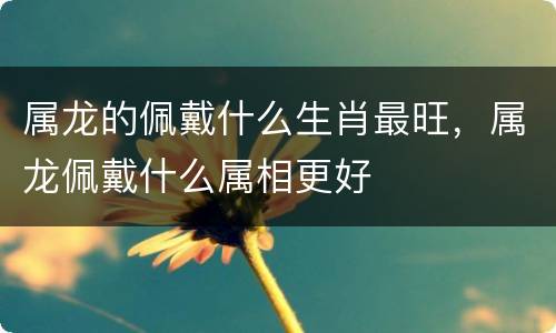 属龙的佩戴什么生肖最旺，属龙佩戴什么属相更好
