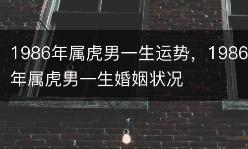 1986年属虎男一生运势，1986年属虎男一生婚姻状况