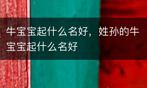牛宝宝起什么名好，姓孙的牛宝宝起什么名好
