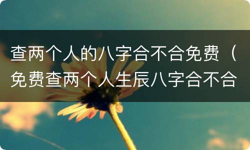查两个人的八字合不合免费（免费查两个人生辰八字合不合）