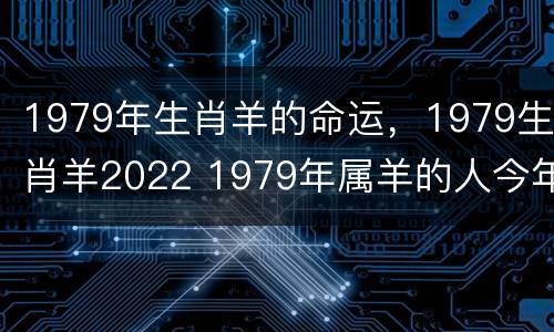 1979年生肖羊的命运，1979生肖羊2022 1979年属羊的人今年命运