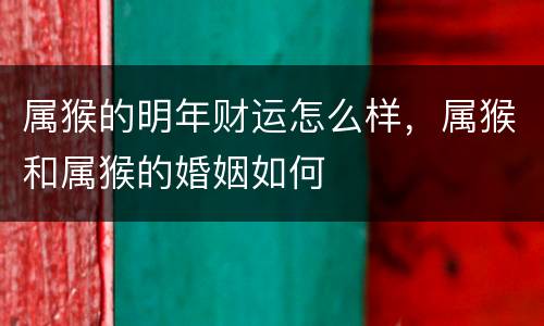 属猴的明年财运怎么样，属猴和属猴的婚姻如何