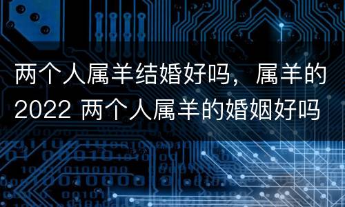两个人属羊结婚好吗，属羊的2022 两个人属羊的婚姻好吗
