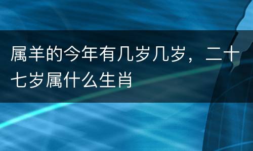 属羊的今年有几岁几岁，二十七岁属什么生肖