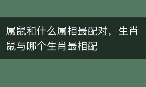 属鼠和什么属相最配对，生肖鼠与哪个生肖最相配