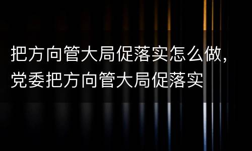 把方向管大局促落实怎么做，党委把方向管大局促落实