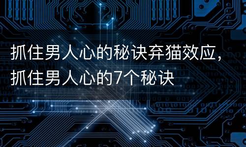 抓住男人心的秘诀弃猫效应，抓住男人心的7个秘诀