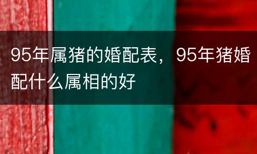 95年属猪的婚配表，95年猪婚配什么属相的好