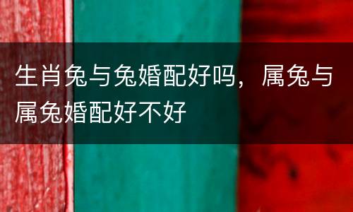 生肖兔与兔婚配好吗，属兔与属兔婚配好不好