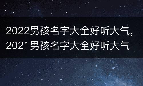 2022男孩名字大全好听大气，2021男孩名字大全好听大气