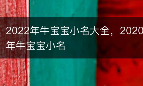 2022年牛宝宝小名大全，2020年牛宝宝小名