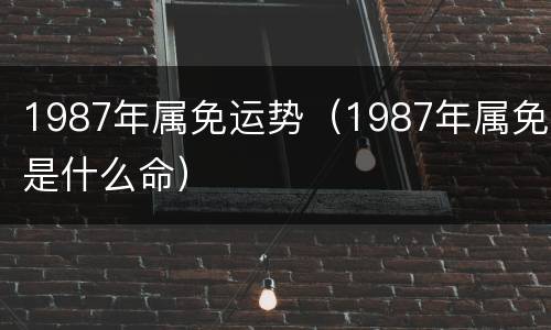 1987年属免运势（1987年属免是什么命）
