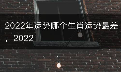 2022年运势哪个生肖运势最差，2022