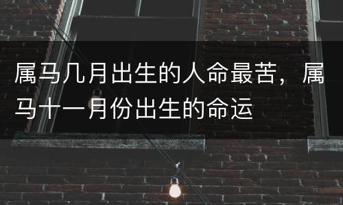 属马几月出生的人命最苦，属马十一月份出生的命运