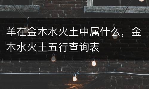 羊在金木水火土中属什么，金木水火土五行查询表