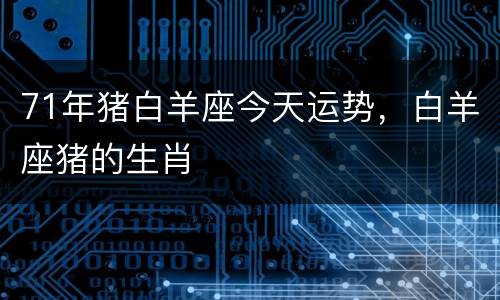71年猪白羊座今天运势，白羊座猪的生肖