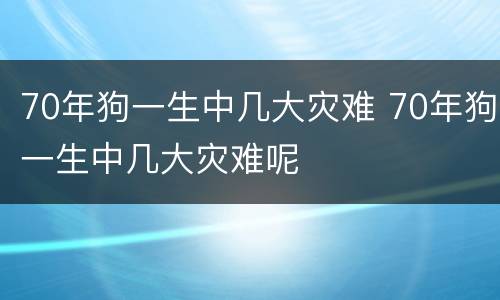 70年狗一生中几大灾难 70年狗一生中几大灾难呢