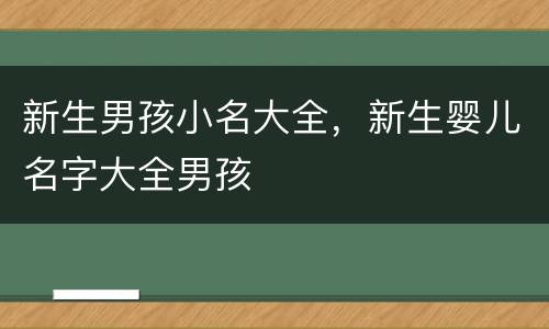 新生男孩小名大全，新生婴儿名字大全男孩