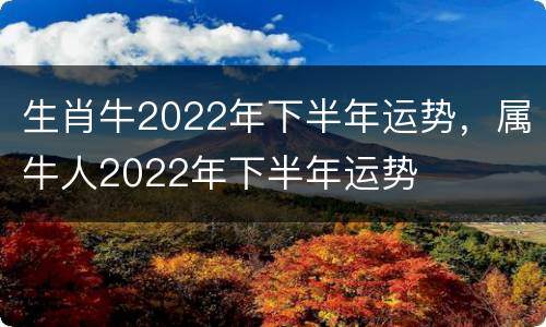 生肖牛2022年下半年运势，属牛人2022年下半年运势