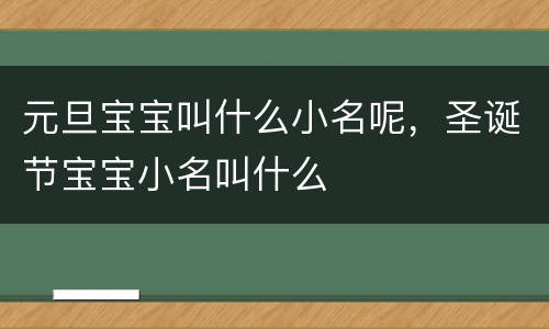 元旦宝宝叫什么小名呢，圣诞节宝宝小名叫什么