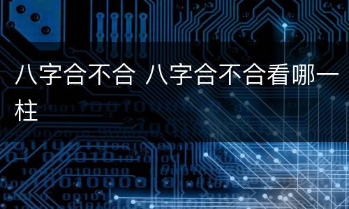 八字合不合 八字合不合看哪一柱