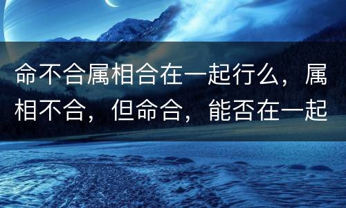 命不合属相合在一起行么，属相不合，但命合，能否在一起？