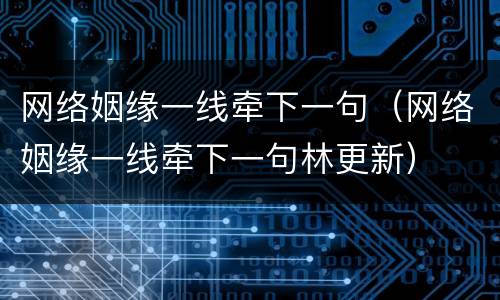 网络姻缘一线牵下一句（网络姻缘一线牵下一句林更新）