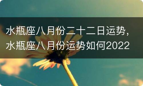 水瓶座八月份二十二日运势，水瓶座八月份运势如何2022