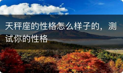 天秤座的性格怎么样子的，测试你的性格