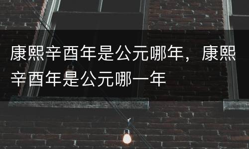 康熙辛酉年是公元哪年，康熙辛酉年是公元哪一年