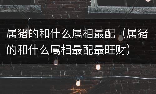 属猪的和什么属相最配（属猪的和什么属相最配最旺财）