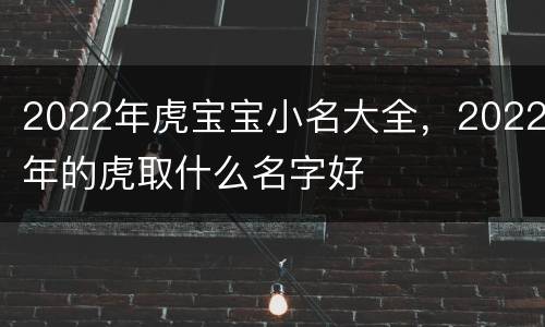 2022年虎宝宝小名大全，2022年的虎取什么名字好