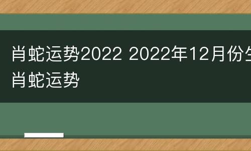 肖蛇运势2022 2022年12月份生肖蛇运势