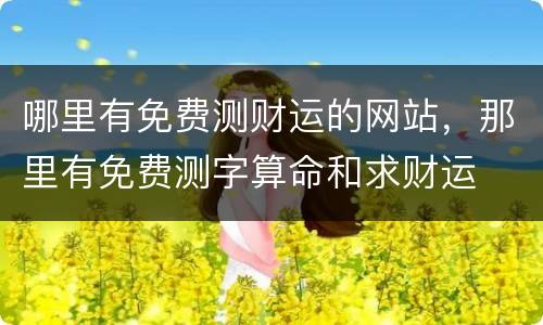 哪里有免费测财运的网站，那里有免费测字算命和求财运