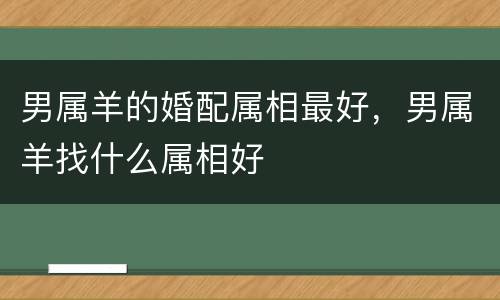 男属羊的婚配属相最好，男属羊找什么属相好