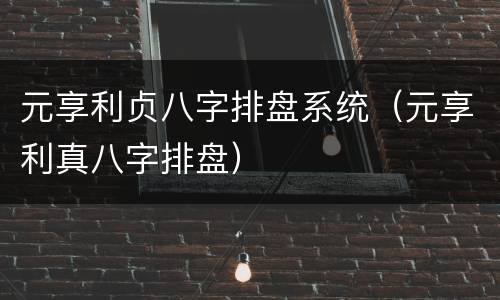 元享利贞八字排盘系统（元享利真八字排盘）