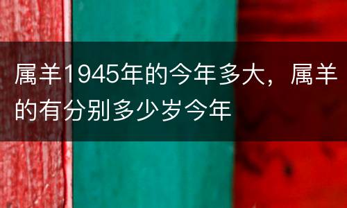 属羊1945年的今年多大，属羊的有分别多少岁今年