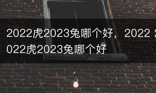 2022虎2023兔哪个好，2022 2022虎2023兔哪个好