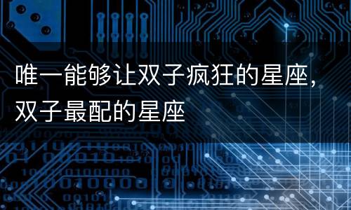唯一能够让双子疯狂的星座，双子最配的星座