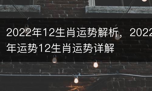 2022年12生肖运势解析，2022年运势12生肖运势详解