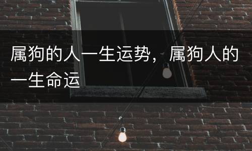 属狗的人一生运势，属狗人的一生命运
